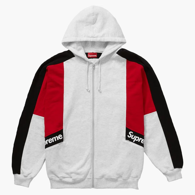 Supreme Color Blocked Zip Up Hooded Sweatshirt Ash Grey
