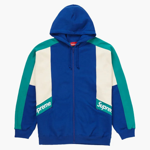 Supreme Color Blocked Zip Up Hooded Sweatshirt Royal