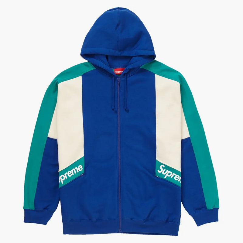 Supreme Color Blocked Zip Up Hooded Sweatshirt Royal