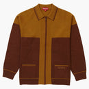 Supreme Color Blocked Zip Up Sweater Brown