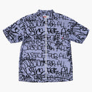 Supreme Comme des Garcon skjorta grafik s/s skjorta blå rand