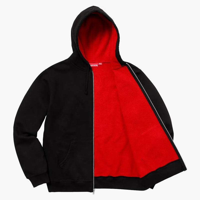 Högsta kontrast zip upp huva tröja svart svart
