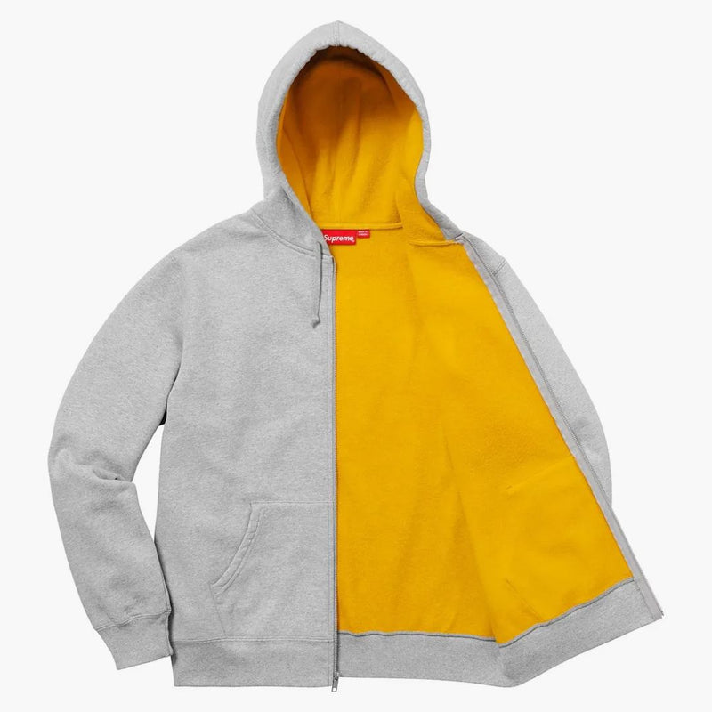 Supreme Contrast Zip Up Hooded Sweatshirt Heather Grey
