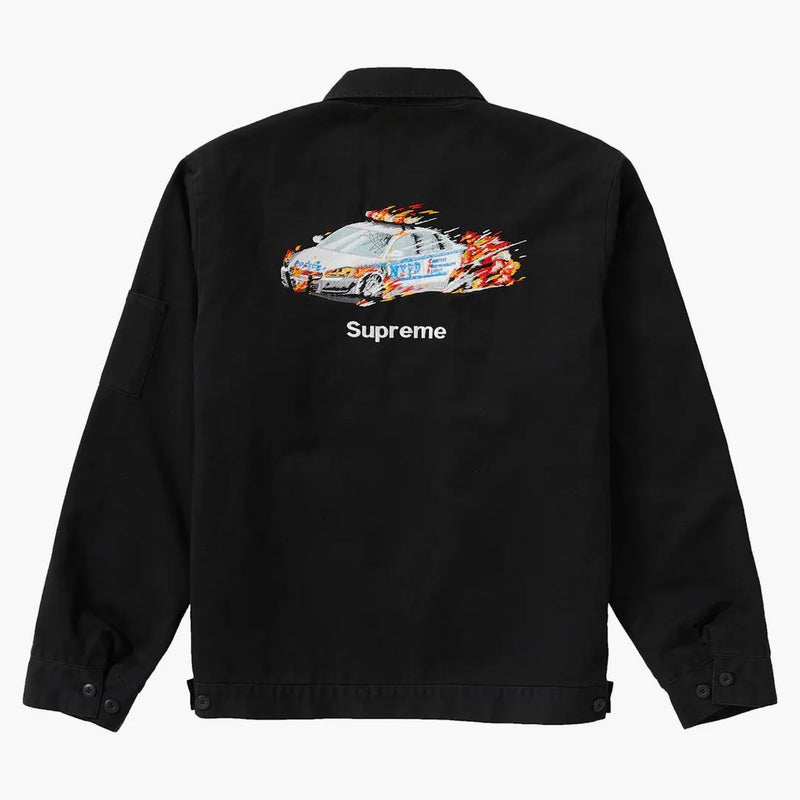 Chaqueta bordada de autos de policía supremo negro