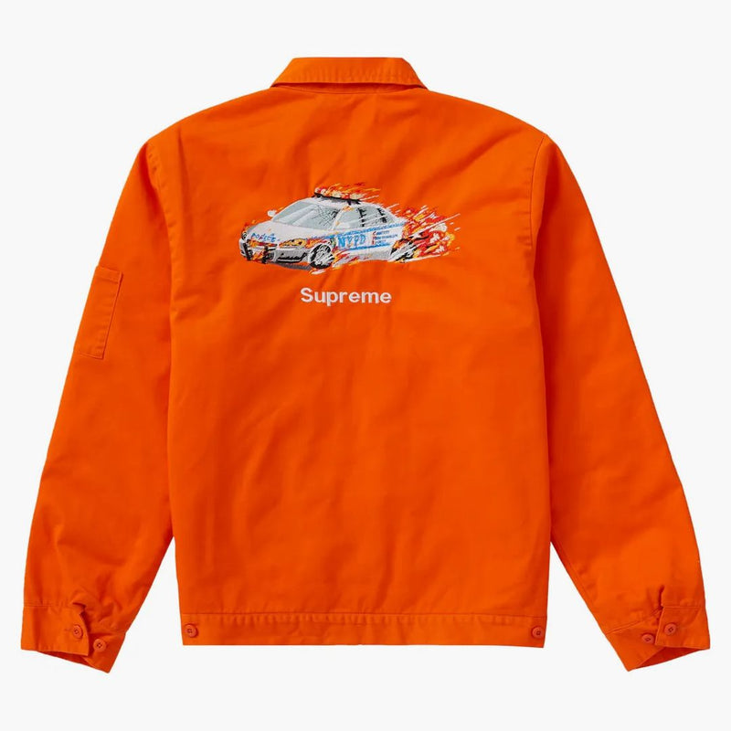 Chaqueta bordada de autos de policía supremo naranja