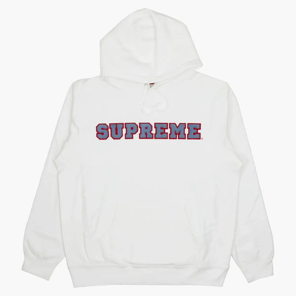 Supreme Cord Collegiate Logo Hooded Sweatshirt White