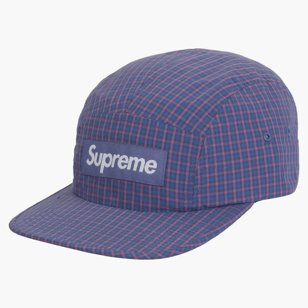 Supreme Cordura Plaid Camp Cap Blue