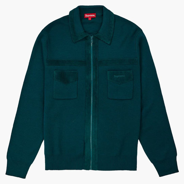 Supreme Corduroy detaljerad zip tröja teal