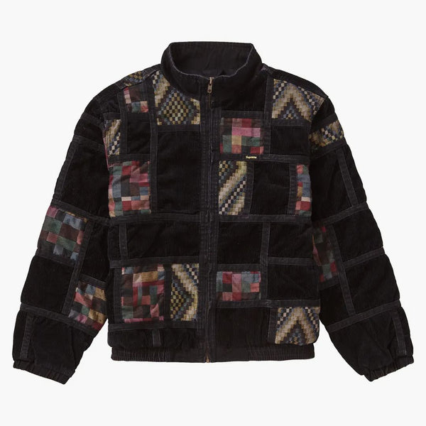 Supreme Corduroy Patchwork Denim Jacket Washed Black