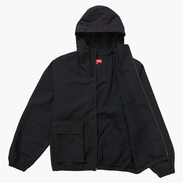 Giacca con cappuccio di cotone supremo nero