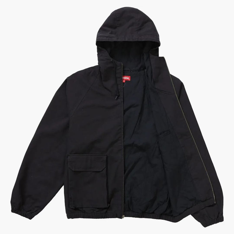 Giacca con cappuccio di cotone supremo nero