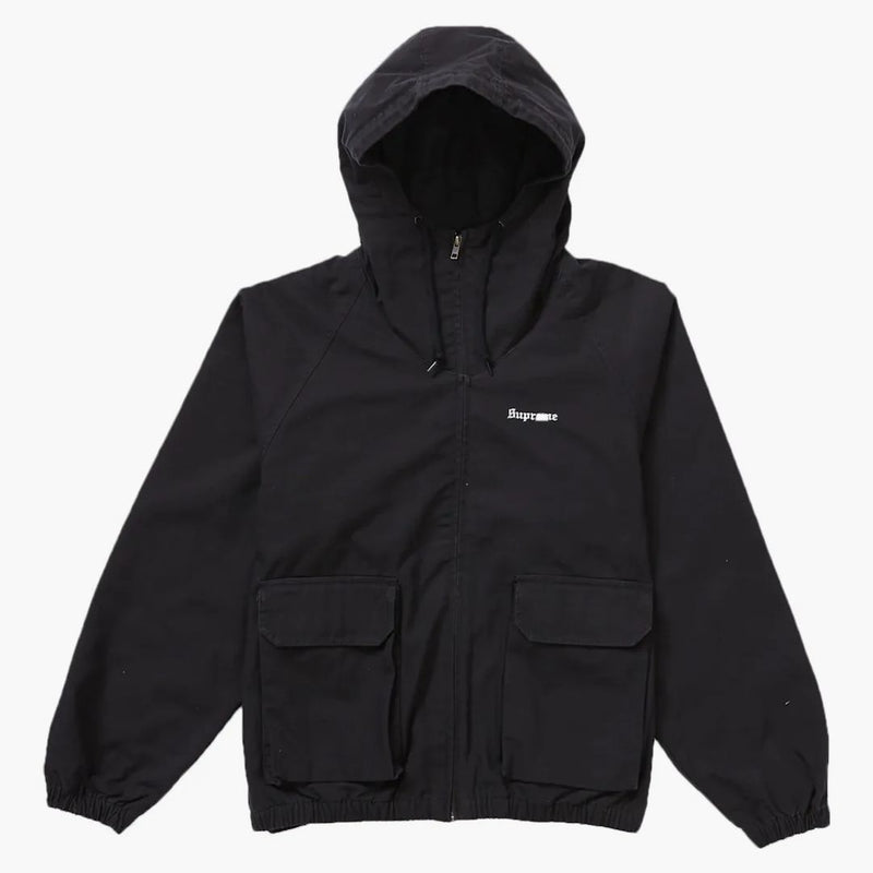 Giacca con cappuccio di cotone supremo nero