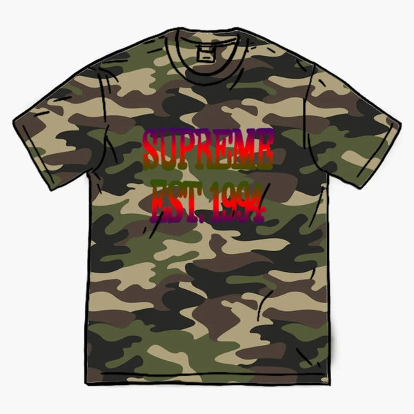 Supreme Cotton Mesh Gradient Logo S/s Top Woodland Camo