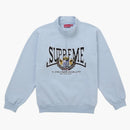 Supreme Crest Applique Half Zip Pullover Light Blue