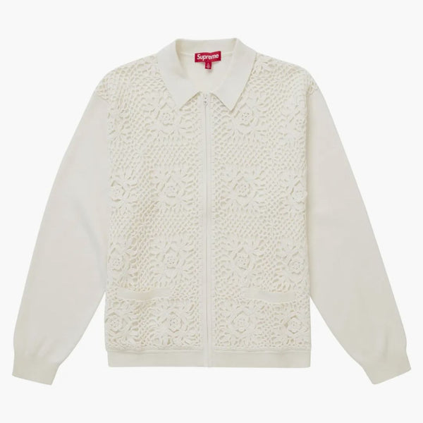 Supreme Crochet Zip Cardigan White