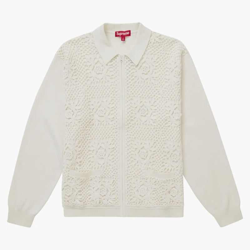 Supreme Crochet Zip Cardigan White