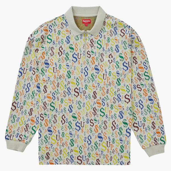 Supreme Valuta Jacquard Zip L/S Polo White
