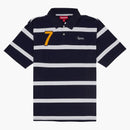 Supreme Cursive Polo Navy Stripe