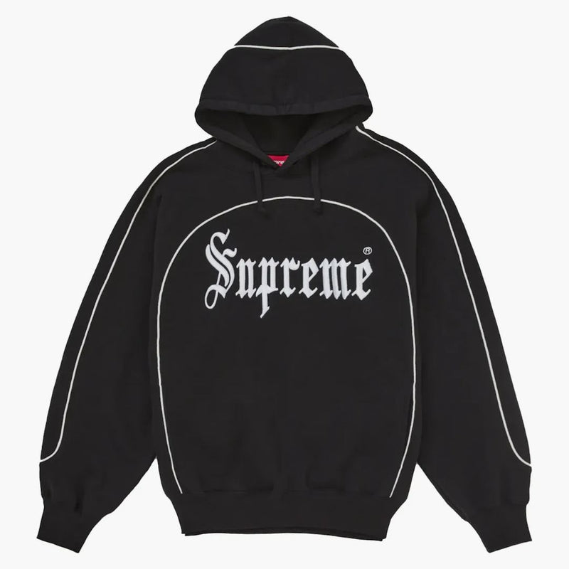 Supreme Curve Piping Felpa con cappuccio nero