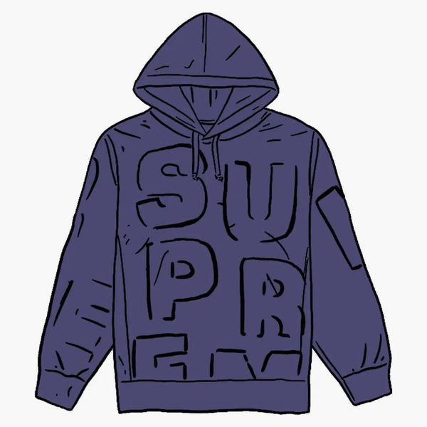 Supreme Cutout Letters Hooded Sweatshirt Washed Navy