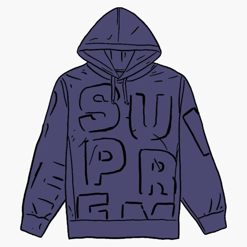 Supreme Cutout Letters Hooded Sweatshirt Washed Navy