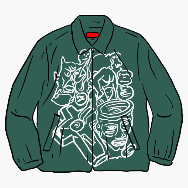 Nejvyšší Daniel Johnston Empoidered Work Jacket Work Green