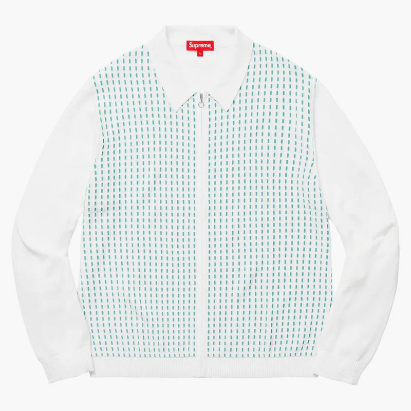 Nejvyšší pomlčky zip na pletenou pólo bílou