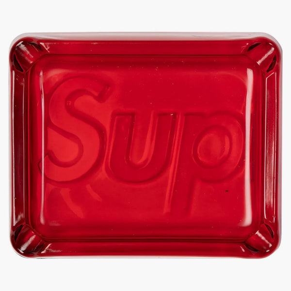 Supreme Debossed Glass Ashtray Red