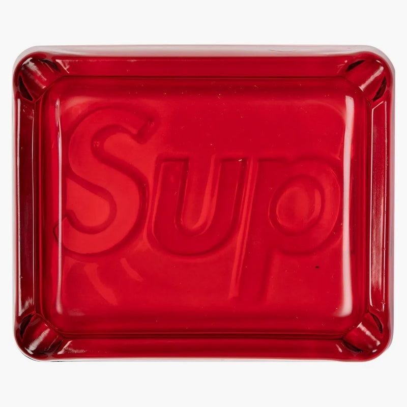 Supreme Debossed Glass Ashtray Red