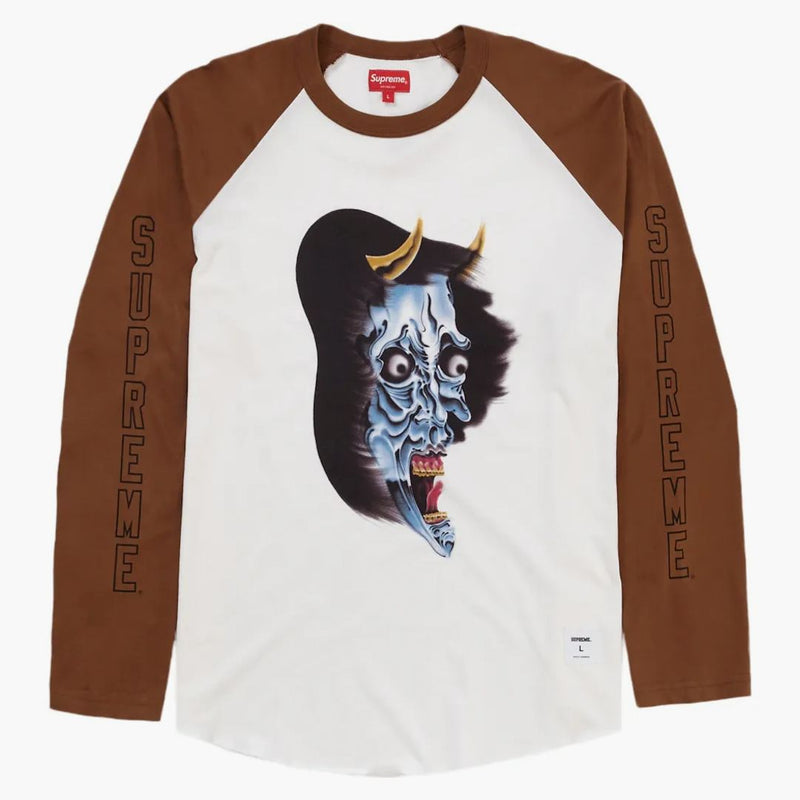 Nejvyšší démon raglan l/s top bílý