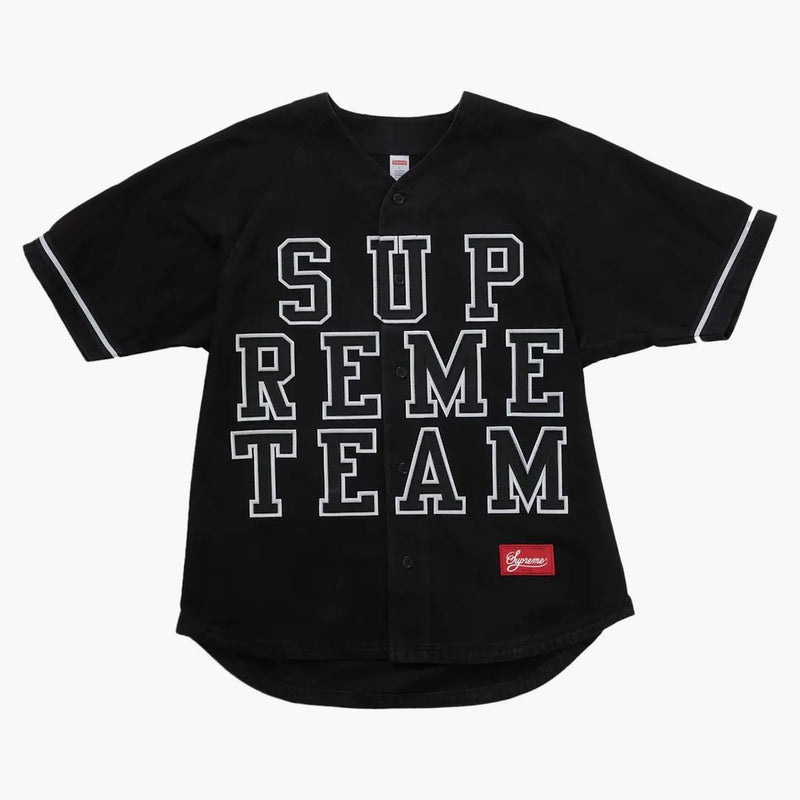Jersey di baseball supremo in denim nero