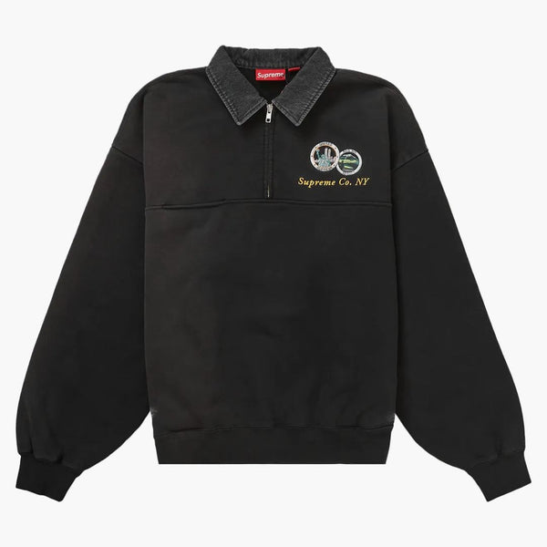 Supreme Denim Collar Half Zip Sweatshirt svart