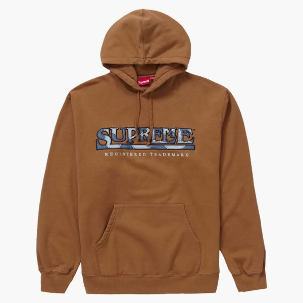 Supreme Denim Logo Hooded Sweatshirt Brown