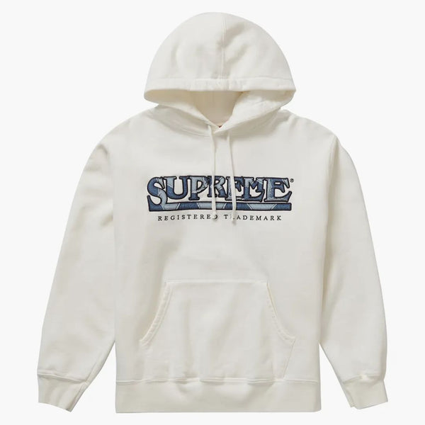 Supreme Denim Logo Hooded Sweatshirt White