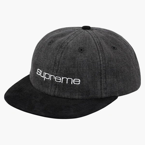 Supreme Denim Suede Compact Logo 6-panel svart