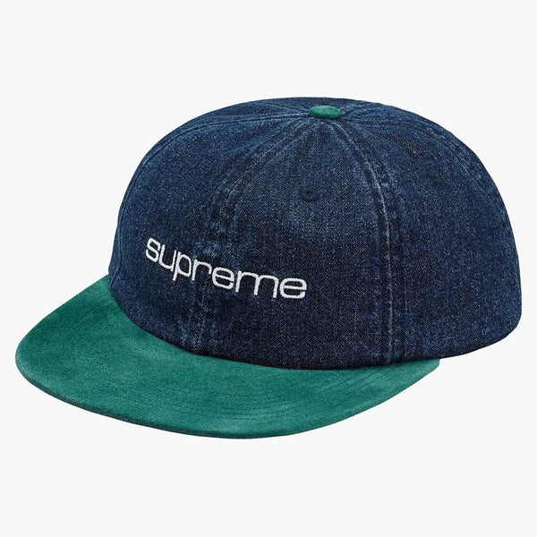 Supreme Denim Suede Compact Logo 6-Panel Blue