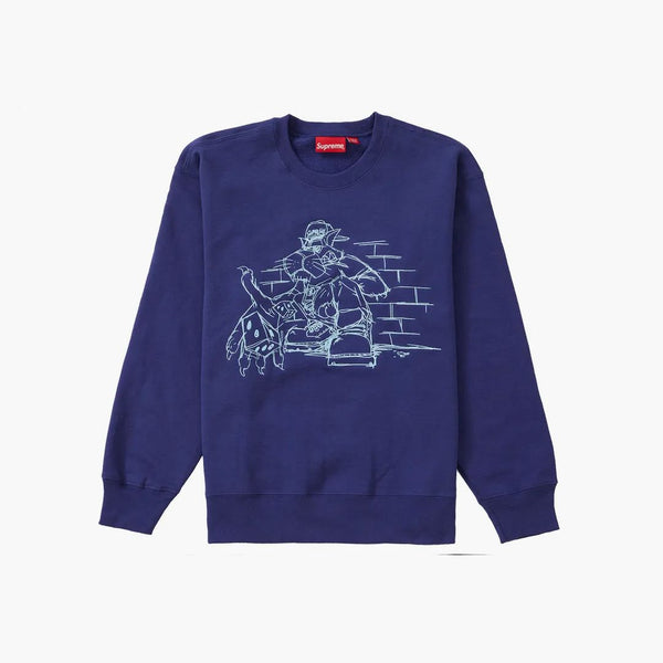 Supreme Dice Crewneck Washed Navy