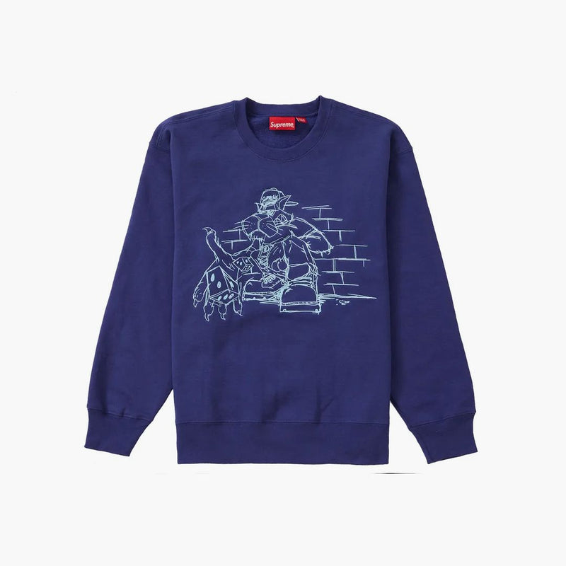 Supreme Dice Crewneck Washed Navy