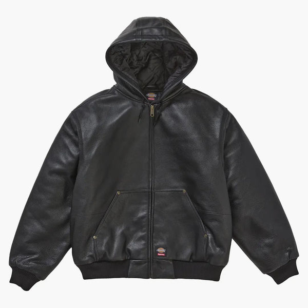 Chaqueta de trabajo de cuero con capucha suprema Dickies negra