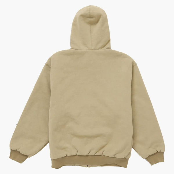 Supreme Dickies quiltade zip upp huva tröja brun