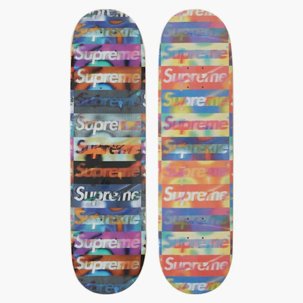 Supreme Distorted Logo Skateboard Deck Black/Yellow Set