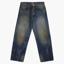 Supreme Distressed Loose Fit Selvedge Jean (fw25) Washed Indigo