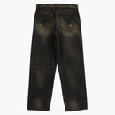 Supreme nödställda löst fit selvedge jean tvättade svart