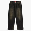 Supreme nödställda löst fit selvedge jean tvättade svart