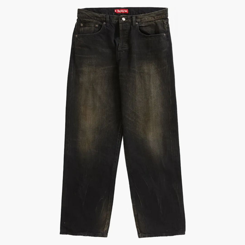 Supreme Distressed Loose Fit Selvedge Jean Washed Black