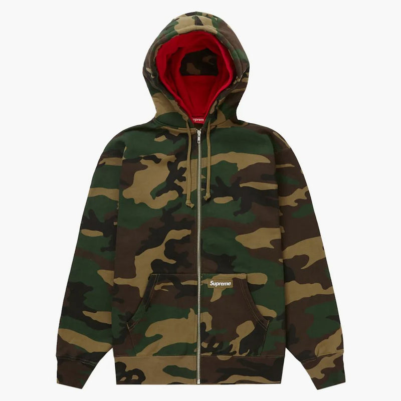 Supreme Double Hood Facemask Zip Up Hooded Sweatshirt Woodland Camo