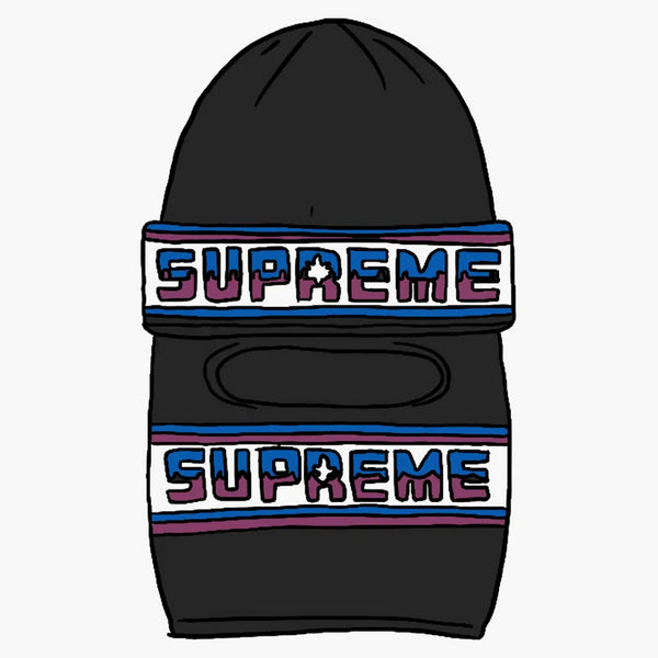 Supreme Double Logo FaMemask Beanie Black