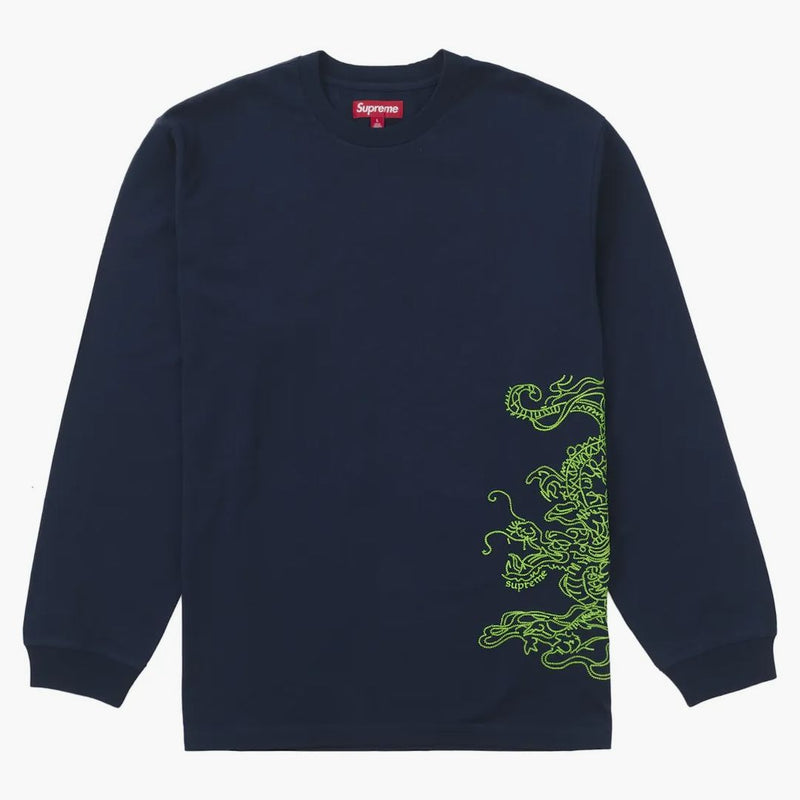 Nejvyšší drak vyšívané L/S Top Navy