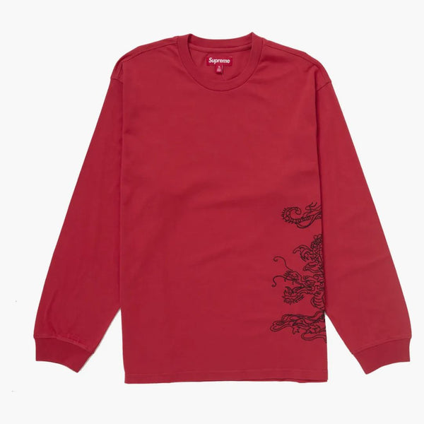 Supreme Dragon Embroidered L/s Top Red