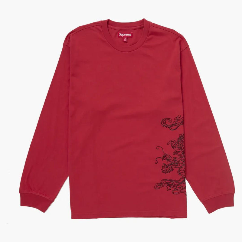 Supreme Dragon bordado L/S Top Red